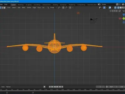 Aeroplan four engine air bus  Low-poly 3D model