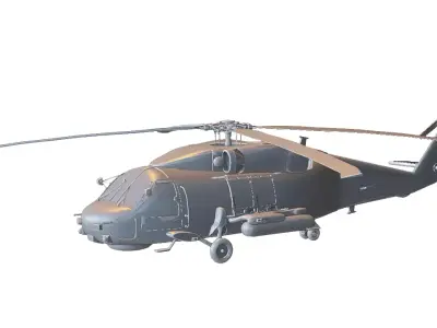 Black Hawk Military Helicopter Low-poly 3D model