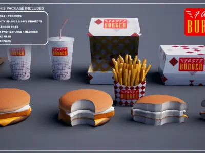 Fish Burger - Package Low-poly 3D model