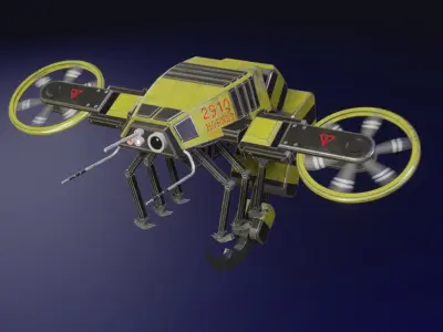 Hornet Drone Sci-Fi LowPoly Gameready 3D model Low-poly 3D model