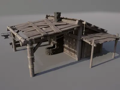 Realistic Forge Building Low-poly 3D model