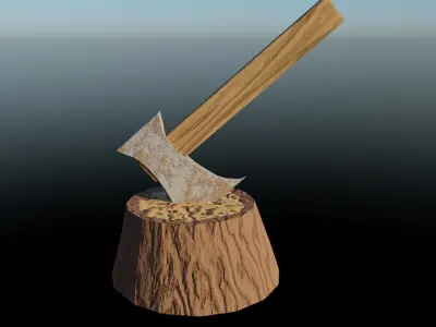 Axe and Logs Free 3D model