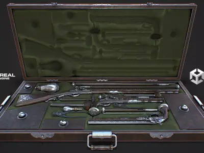 Flintlock Gun Case Low-poly 3D model