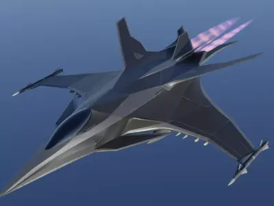 Sci Fi fighter aircraft Low-poly 3D model