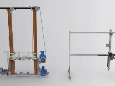 Stacking-machine-assembly metal frame with machine 3D model