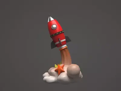 Cartoon Rocket Ship 3D model