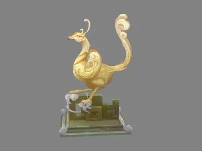 Jade Bird Sculpture Low-poly 3D model