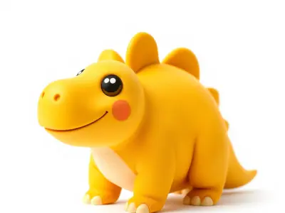 Cartoon Dinosaur Model Pack  Cute Yellow Stegosaurus Low-poly 3D model