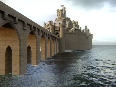 Spiral Castle Fortress Fantasy Hilltop Citadel Low-poly 3D model