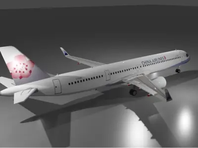 China airlines Airbus a321neo 3d model Low-poly 3D model