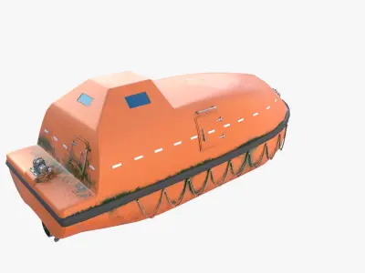 Life boat with interior V2 3D model