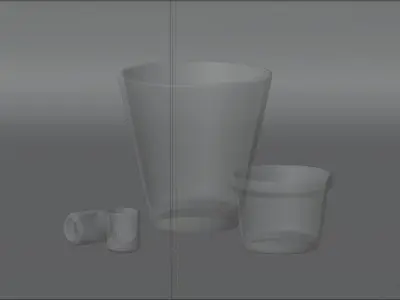 model flowerpot vase and two cups 3D model