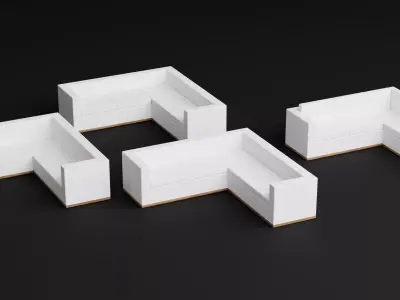 Modern Low Poly Sofa Pack Free low-poly 3D model