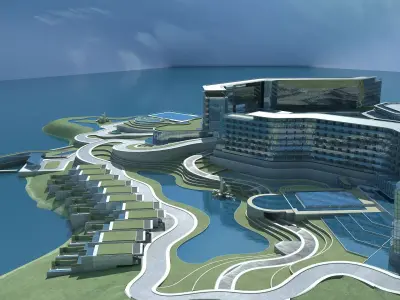 Beachfront Hotel 1 3D model