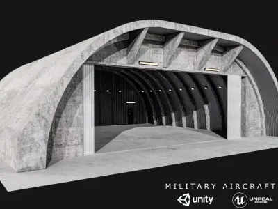 Military Aircraft Hangar 2 Types Low-poly 3D model