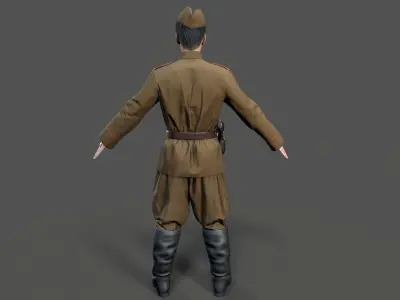 Soviet soldier Low-poly 3D model