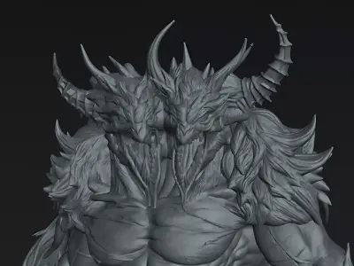 Warrior Rived Gorelord Master STL 75mm Dark Fantasy Miniature 3D print model