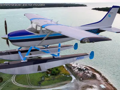 Seaplane Cessna 182 Floatplane 3D model