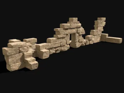  ARABIC DESERT RUINS EGYPTIAN SAND STONES DEBRIS Low-poly 3D model