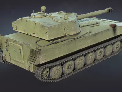 2S1 Gvozdika self-propelled howitzer Low-poly 3D model