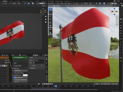 Animated Austia Flags 3D model