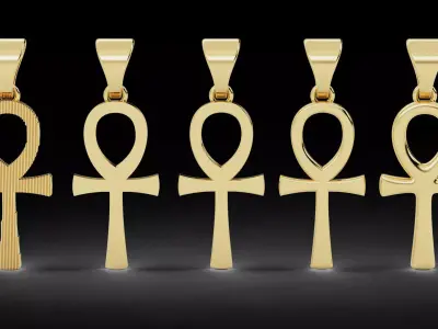 5 Plain Gold Ankh Egyptian Cross Pendant 3D print model