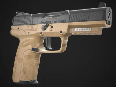 Fn Five-SeveN FDE Black Game Ready Low-poly 3D model