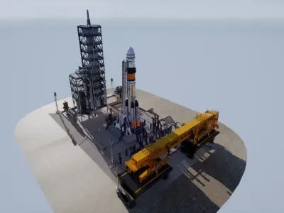 Russian Rocket Launch  Modular Environment Low-poly 3D model