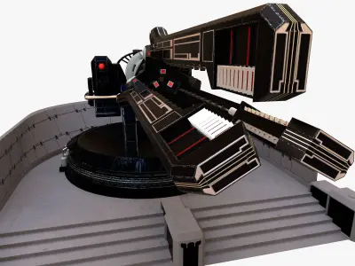 Turret rocket launcher Low-poly 3D model