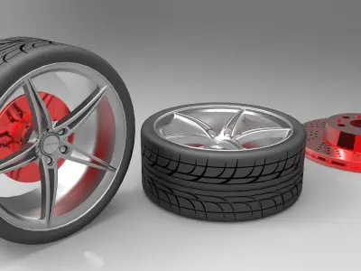 Tire Rim and diskv2 Free 3D model