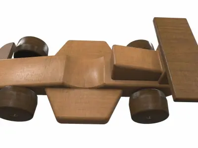 Wooden car toy racer 2 Free 3D model