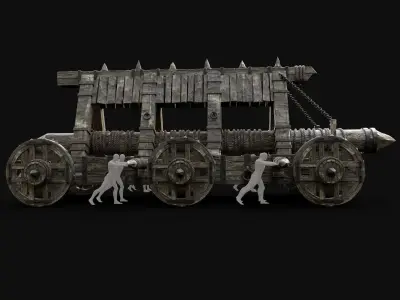 WAR MACHINE BATTERING RAM MEDIEVAL SIEGE ENGINE WAR BATTLE Low-poly 3D model