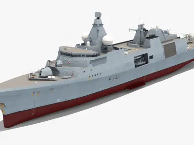 Type 31 Frigate with Merlin Helicopter 3D model