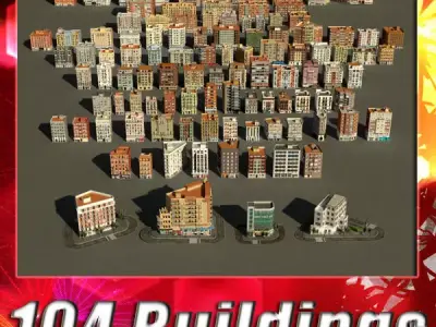 104 Buildings Collection Low-poly 3D model