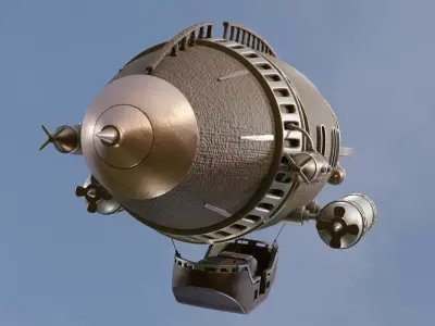 Airship High-Poly Stylized Steampunck Free 3D model