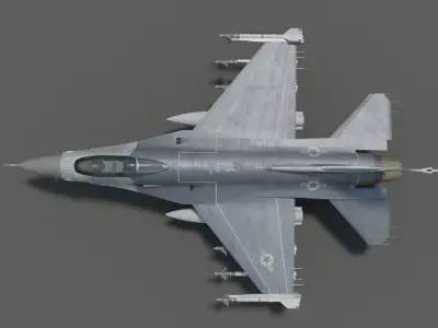 General dynamics F-16 fighter with Aim-9M Sidewinder 3D model