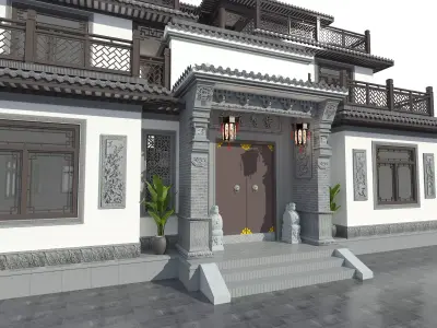 Chinese architecture Low-poly 3D model