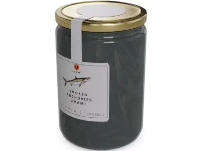 Smoked fish and seafood Smoked Anchovies Low-poly 3D model