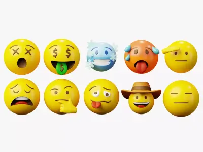 10 Emoticon Yellow Ball Pack Part 4 3D model