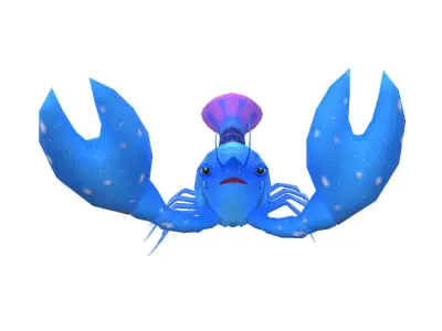 Blue Crayfish animated Low-poly 3D model