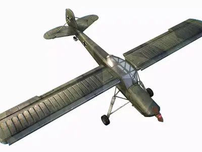 German liaison aircraft Fieseler Fi 156 Storch Low-poly 3D model