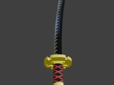 Red Katana Zoro Free 3D model