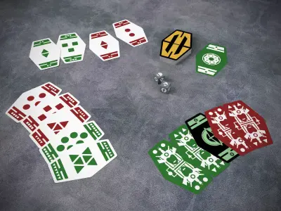 Sabacc Cards and Spike Dice - printable Low-poly 3D model