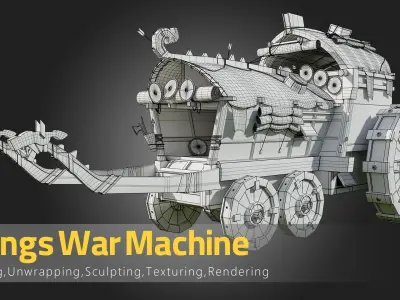 Vikings War Machine - Tutorial and Asset Low-poly 3D model