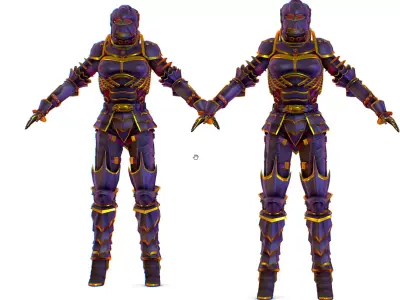 Subdivision 3D Women The Knight Dark Queen Low-poly 3D model