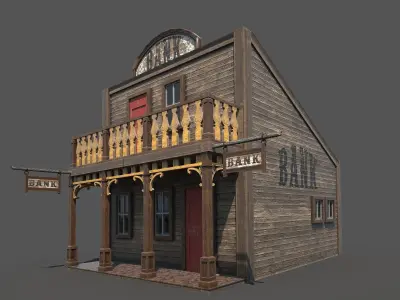 Western Bank Low Poly PBR Low-poly 3D model
