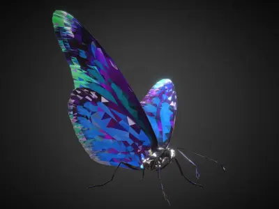 Batterfly Blue Low Polygon Art Insect Low-poly 3D model