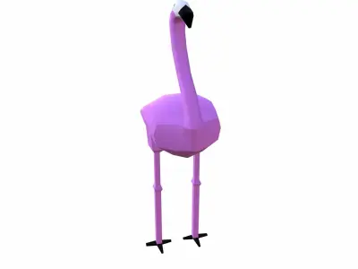 Flamingo Cartoon Low-poly 3D model