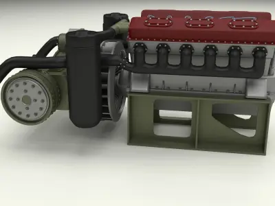 T-34 Engine and Transmission 3D model