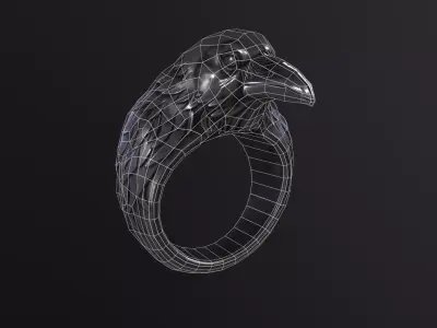 Raven ring game ready PBR Low-poly 3D model